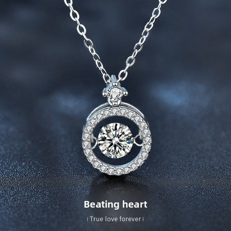 S925 Sterling Silver Moissanite Necklace for Women, Niche Versatile Beating Heart Pendant, Elegant Fine Jewelry for Daily Wear